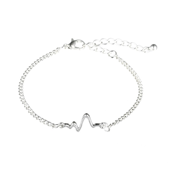 Heartbeat Electrocardiogram Silvertone Bracelet - Picture 3 of 3